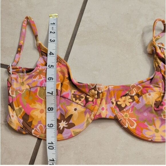 NWT Stone Fox Swim Retro Pop Conch Top Floral Orange Revolve Size L - Picture 4 of 7